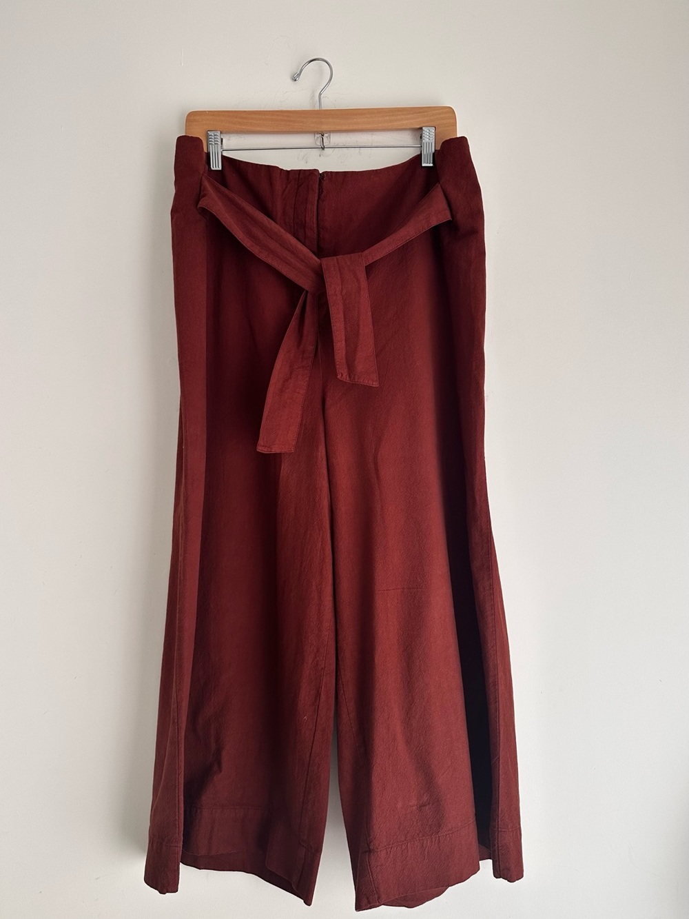 Free People Wide-Leg Tie-Waist Pants in Rust
